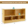Kids 2-Shelf Bookcase 5-Cube Wood Toy Storage Cabinet Organizer - Beige