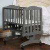Grey Rock A Bye Baby Glider Cradle with Locking Casters and Crib Mattress