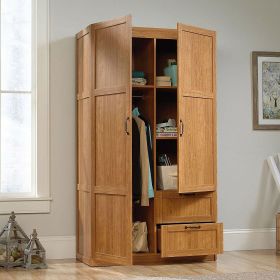 Bedroom Wardrobe Cabinet Storage Closet Organizer in Medium Oak Finish