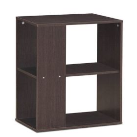 2-Tier Side End Table with Storage Shelves -Brown