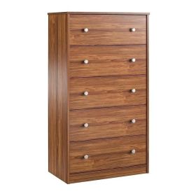 Modern 5-Drawer Bedroom Chest Dresser in Rustic Brown Wood Finish