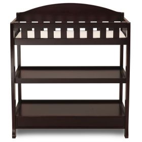 Modern Dark Brown Wooden Baby Changing Table with Safety Rail Pad and Strap