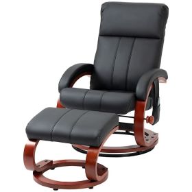 Adjustable Black Faux Leather Electric Remote Massage Recliner Chair w/ Ottoman